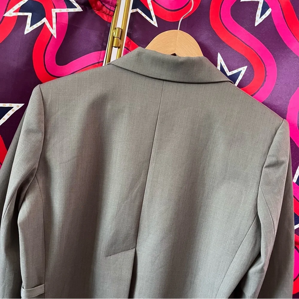 Chloe Wool Twill Jacket Side Tie Blazer Grey France Embroidered Belted Belt Rare - Picture 10 of 15